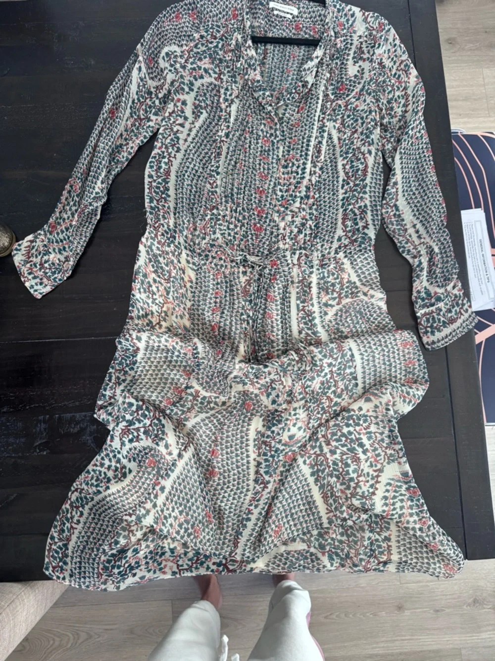 Isabel Marant Cream Maxi Dress with Green and Red Floral Print - Picture 1 of 2